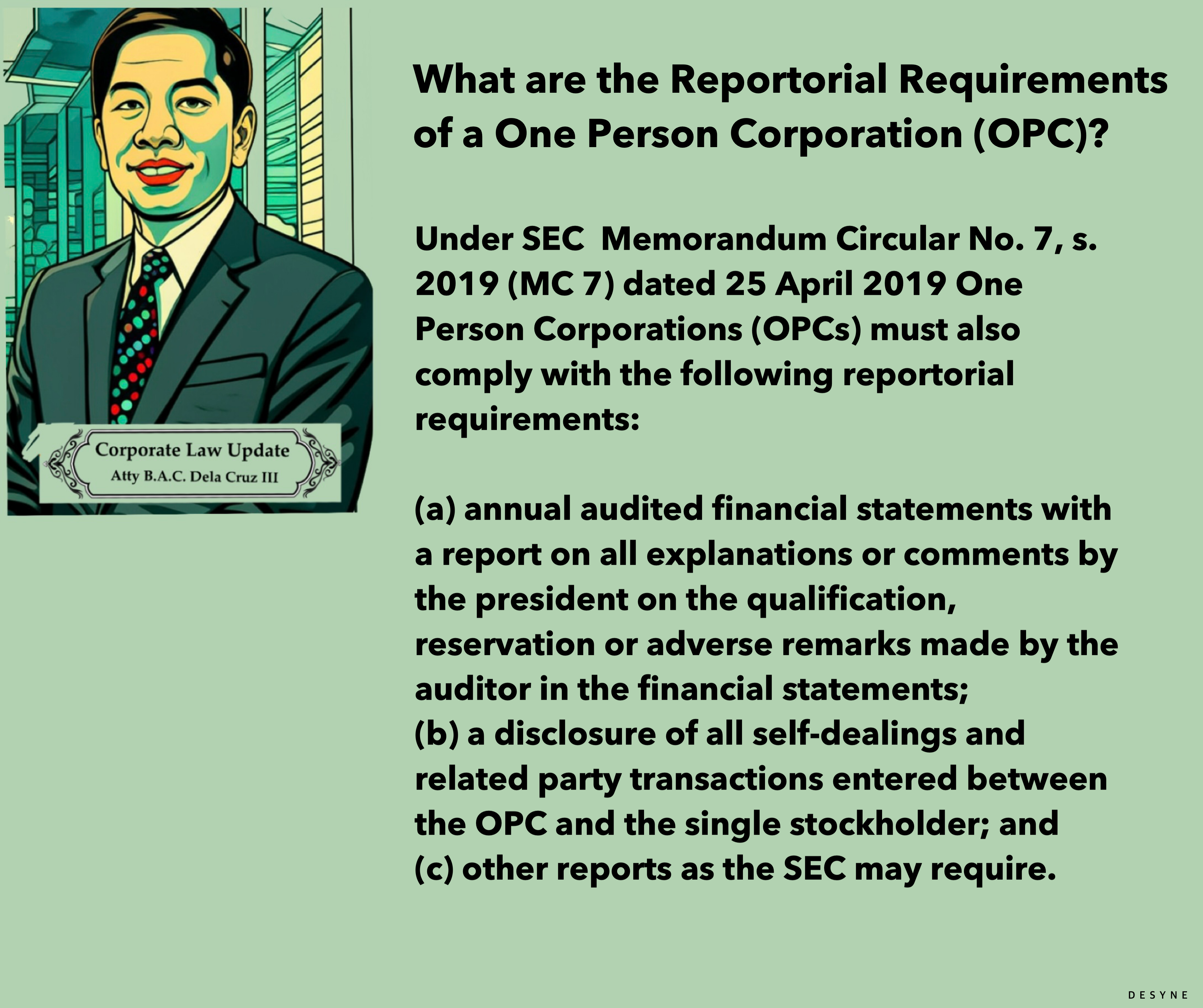 What are the Reportorial Requirements of a One Person Corporatin (OPC ...