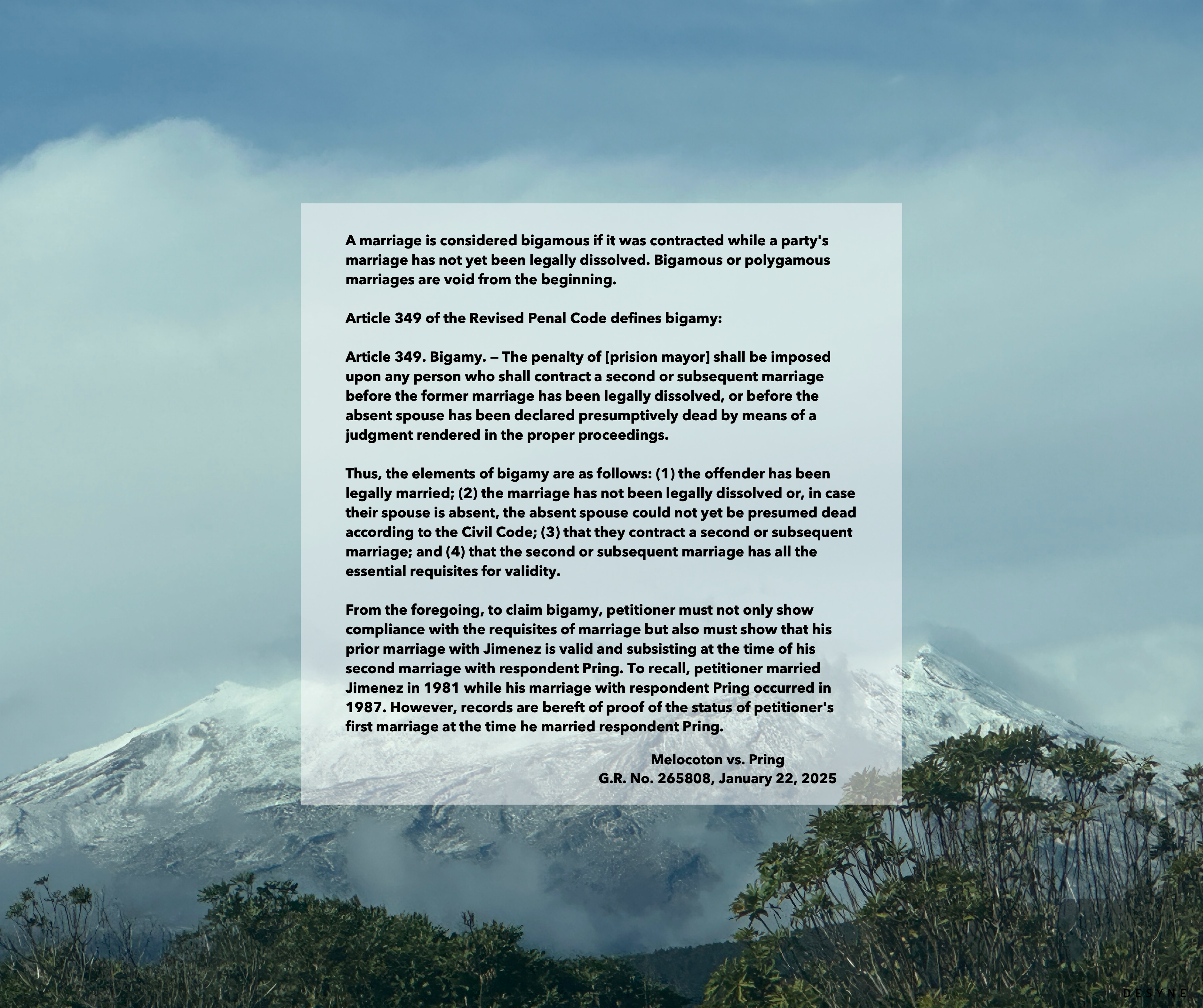 What are the elements of bigamy? – Causing Dela Cruz Law Office