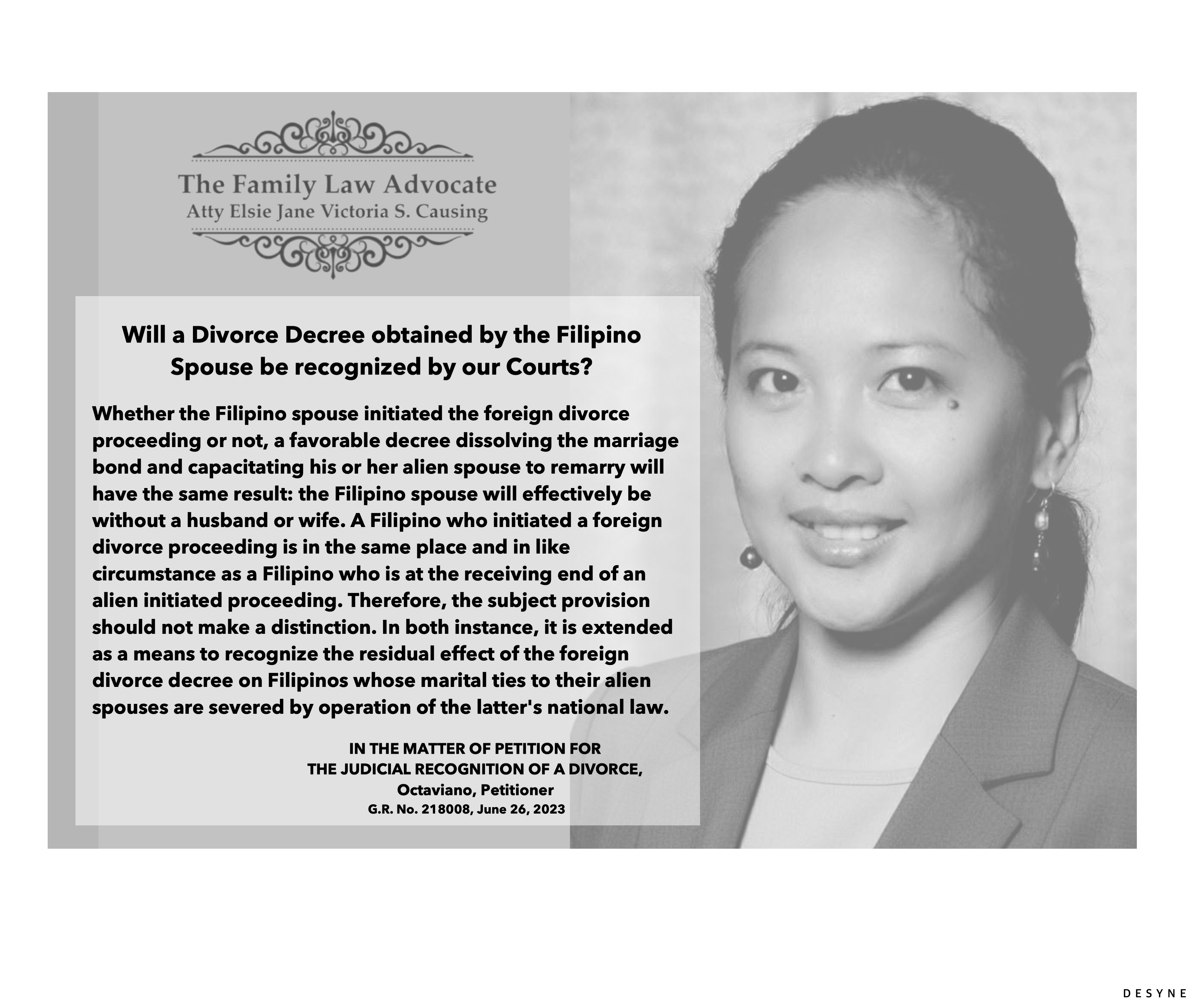 Will a Divorce Decree obtained by the Filipino Spouse be recongized by ...