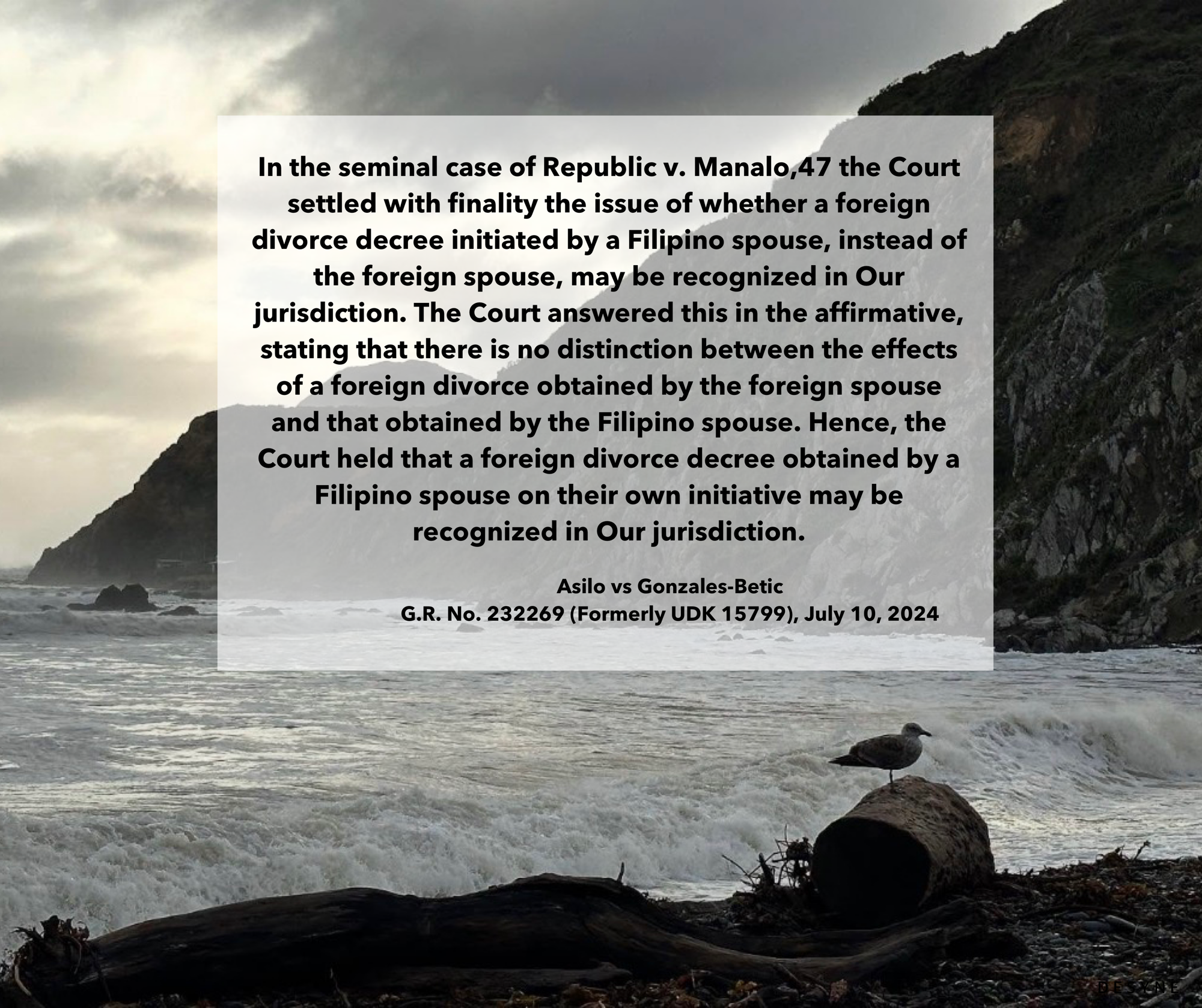 A foreign divorce decree obtained by a Filipino spouse on their own ...
